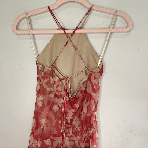 BCBG MAXAZRIA Floral Halter Asymmetrical Hem Midi Dress, Size 2 - Picture 7 of 10